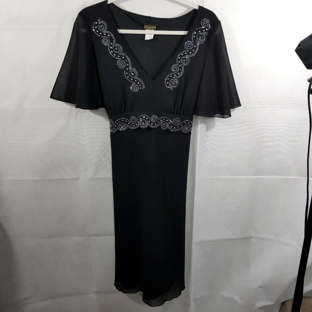 Fashion Gold Black Short‎ Dress w/ Rhinestones XL
